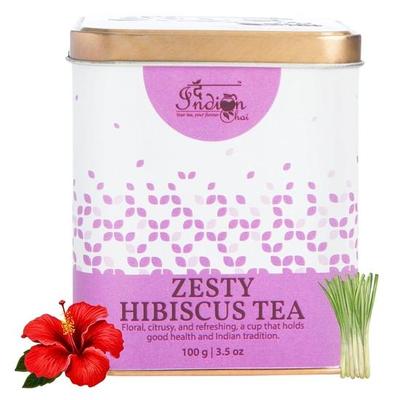 Il Chai Indiano – Tè Ibisco Vivace 100g con Rosa Canina, Citronella, Scorza d'Arancia, Liquirizia ecc per l'Immunità