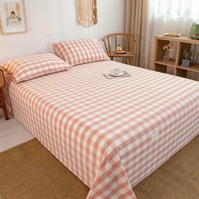 1PC 100% Yarn-dyed High-quality Cotton Washed-cotton Bedspread Set Checked Printed Bedspread Single Double Right Angle Bedspread