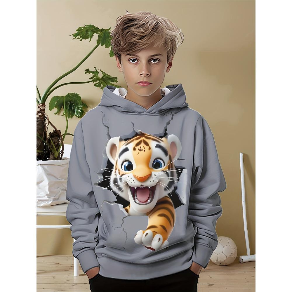 Kids Clothes Boys Hoodies Long Sleeve 3D Tigers Print Children Spring Fall Clothes Casual Outdoor Stylish Boy Girl Clothes Tops