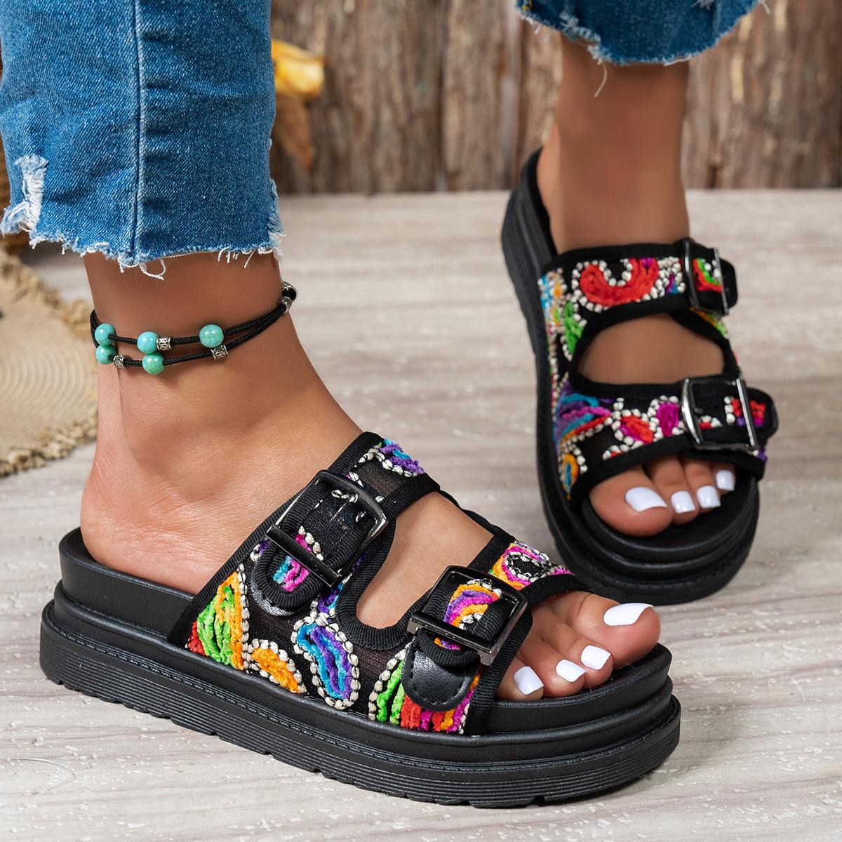 

Summer new platform slippers large size casual platform slippers beach shoes 43 чорний