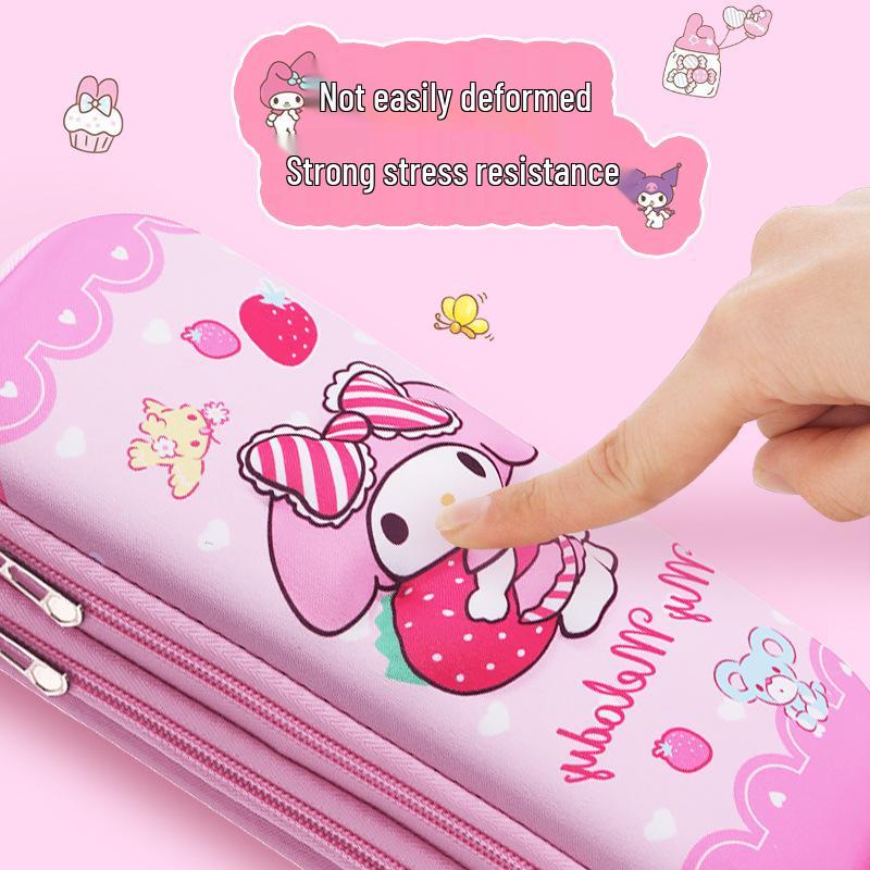 3D Cartoon Double-Layer Pencil Case for Kids - Large Capacity Zipper Bag for Boys and Girls