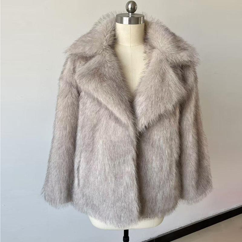 Winter Fur Coat Women Fashion Fluffy Outerwear Overcoat Girl Furry Warm Jacket