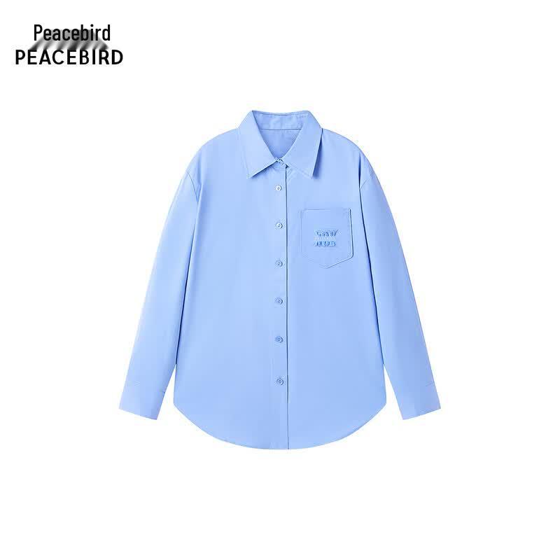 PEACEBIRD Men s Solid Color Cotton Lapel Shirt L