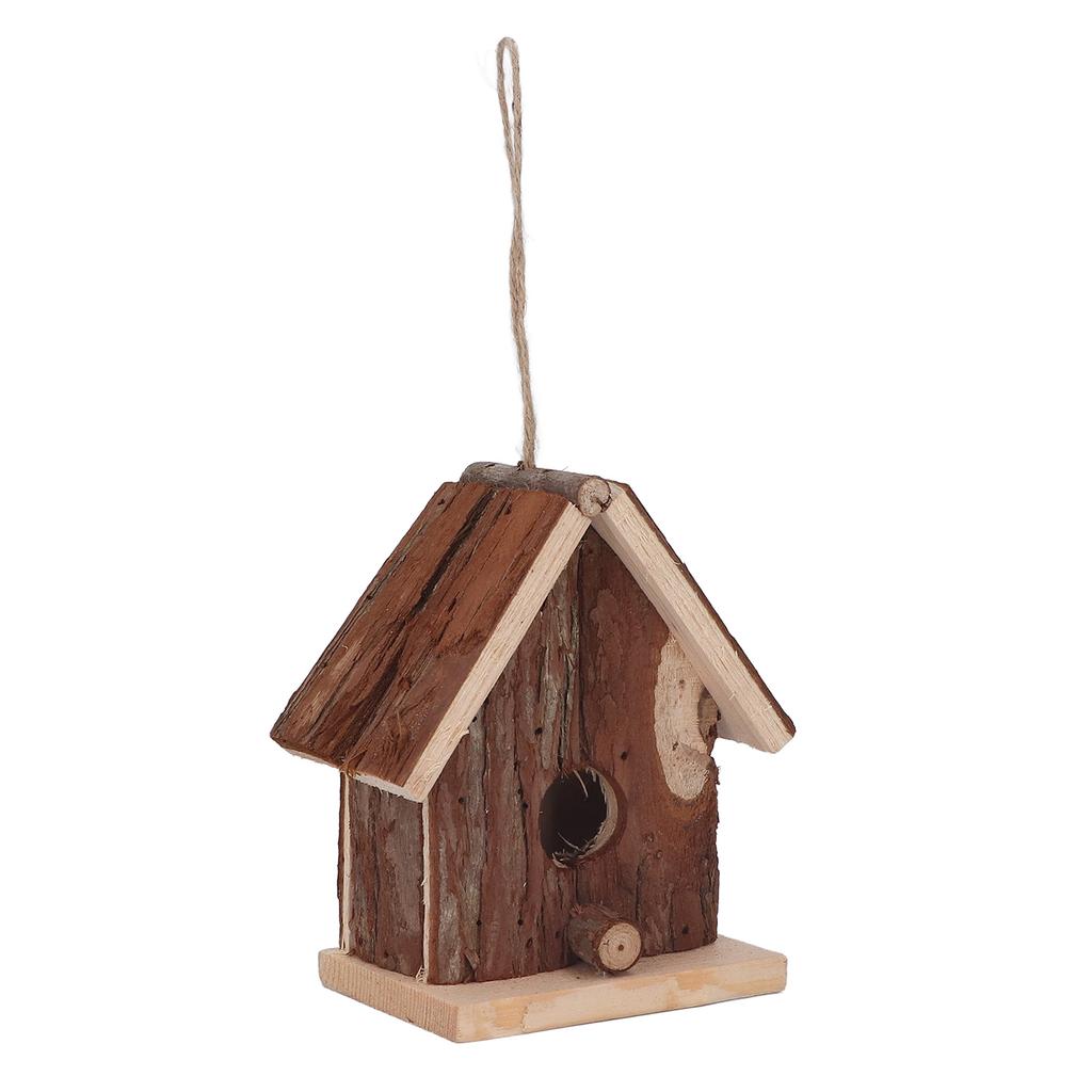 Wooden Bird House Hanging Retro Style Fir Wood Birdhouse for Outdoor Garden Porch Home Office Decoration