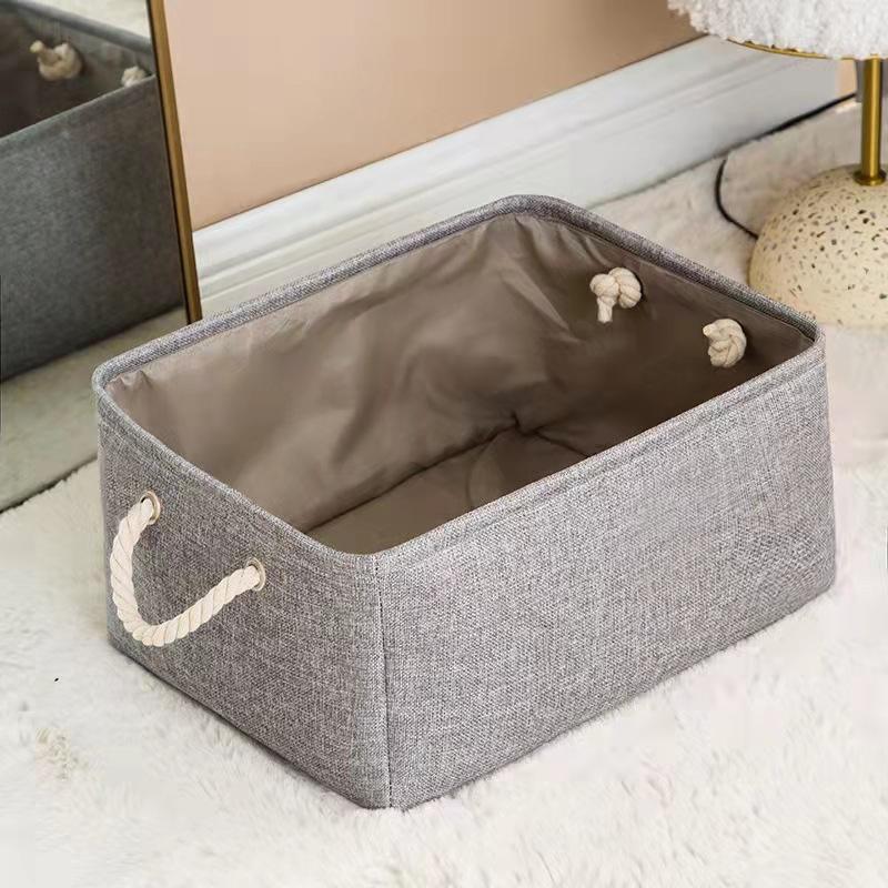 Foldable Linen Fabric Storage Baskets Kids Toys Organizer Clothes and Sundries Storage Box Laundry Basket