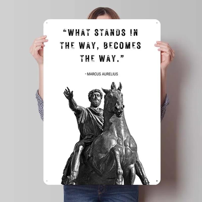Mark Aurel Stoiker Zitat Schild Inspirierende Poster Dekoration für Heimdeko Artikel Metall Blechschilder für Wandkunst Dekoration