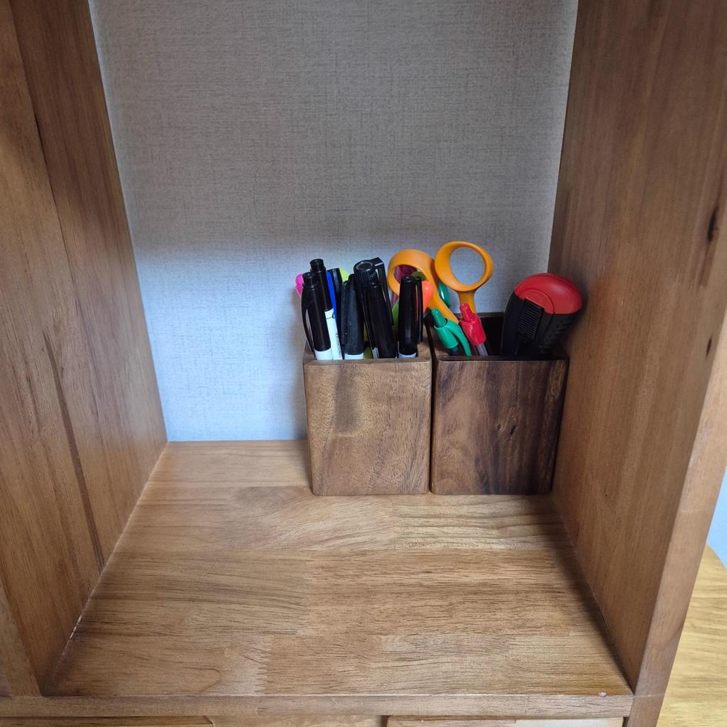 High-Quality Black Walnut Wood Pen Holder Minimalist Desktop Organizer Box For Office Stationery Storage Wooden Desk Accessory