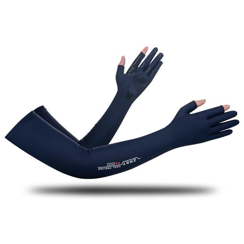 

1 пара УФ-солнечных рукавов, мужские велосипедные перчатки, длинные рукава, чехол для вождения, летняя женская крутая муфта, защита от солнца синий