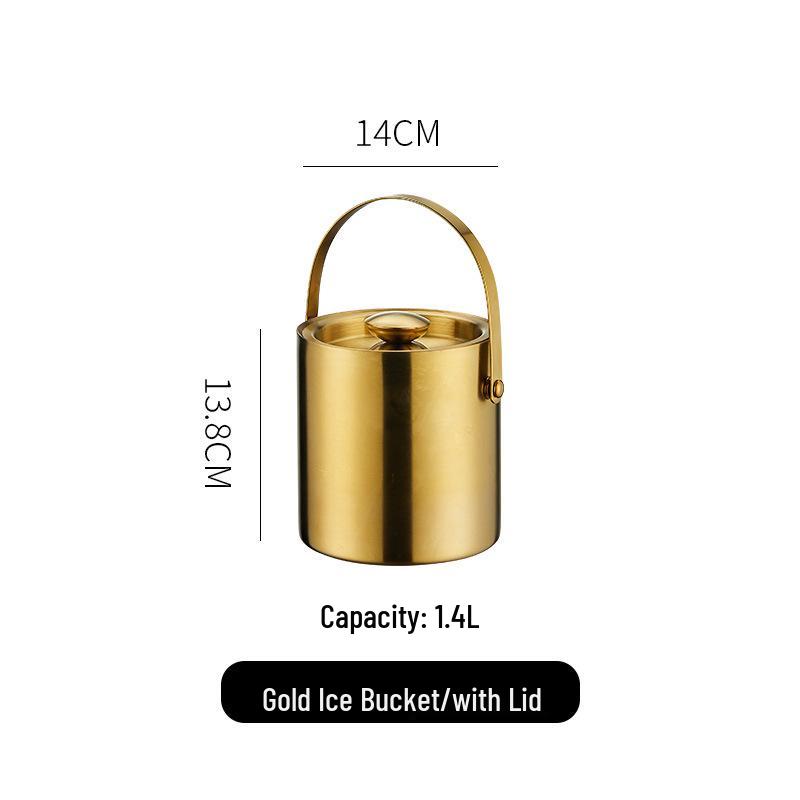 3L Double-Layer Insulated 304 Stainless Steel Ice Bucket with Thickened Handle for Wine & Beer