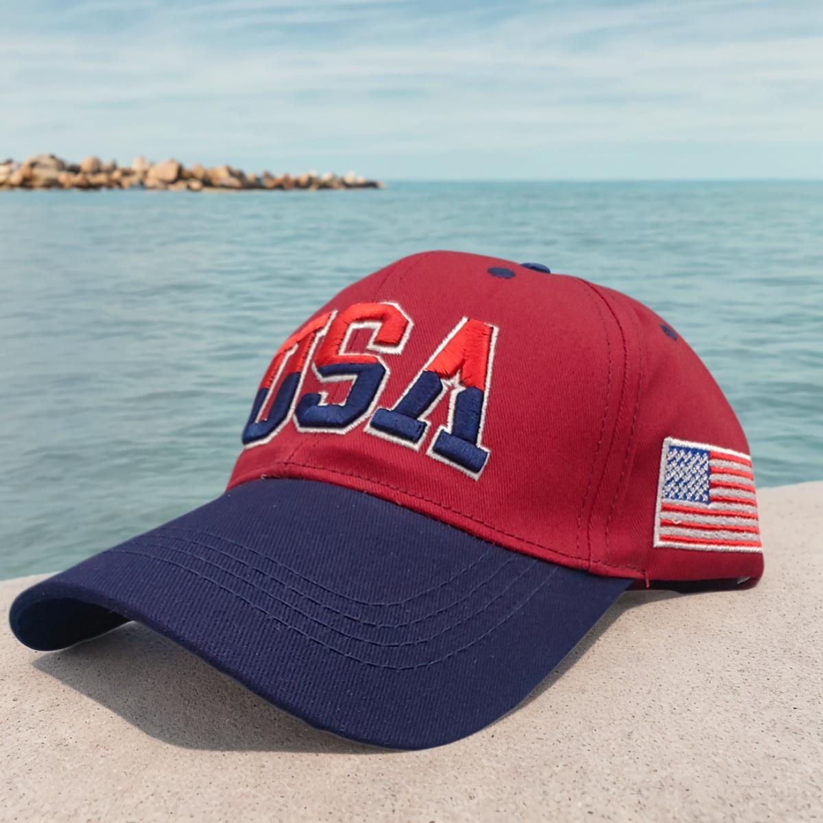 

Cotton Baseball Cap for Men Summer Fashion Adult Women Men USA Letter Flag Embroidery Outdoor Sport New Adjustable Cap Hats Adjustable красный