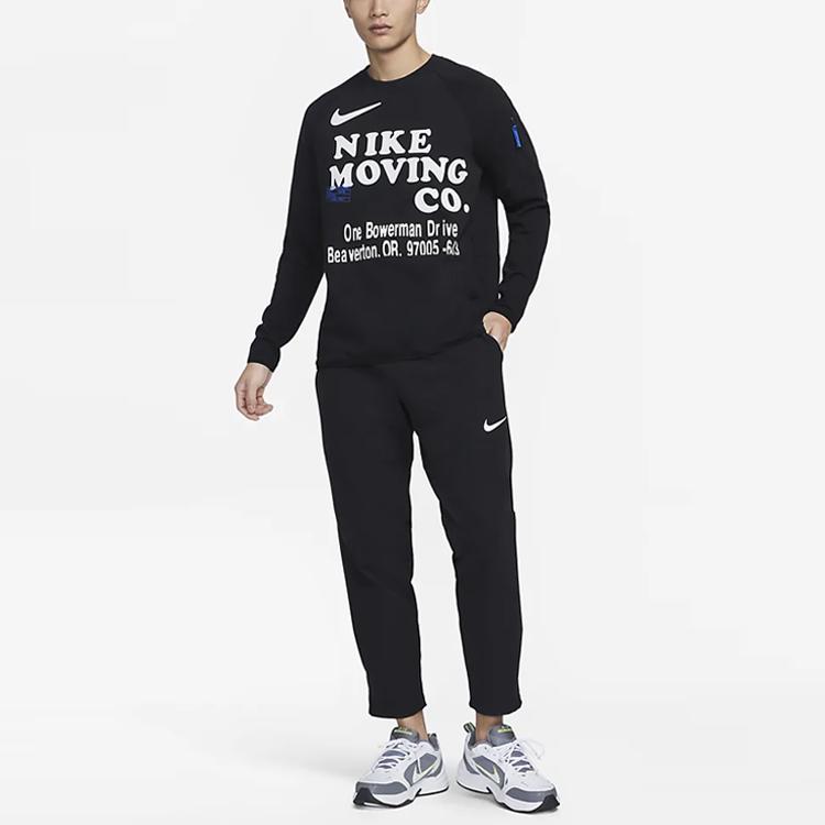 Nike Dri-FIT Letter Print Crew Neck Long Sleeve Sweatshirt Men Tops Black DX0903-010