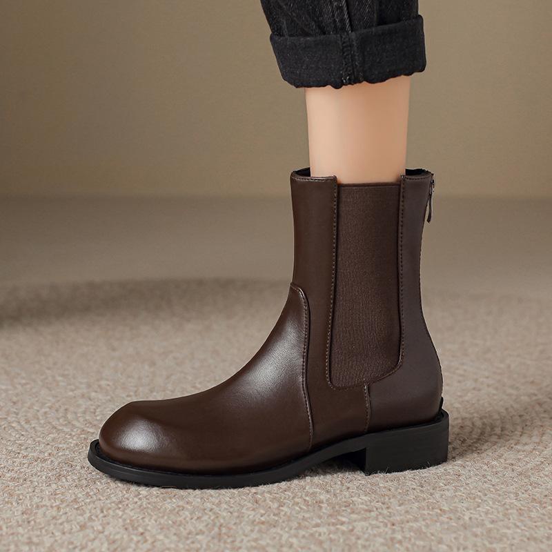 Autumn And Winter Women'S Boots Splicing Short Boots Square Martin Boots Thick Mid-Heel Boots 33-43 Boots