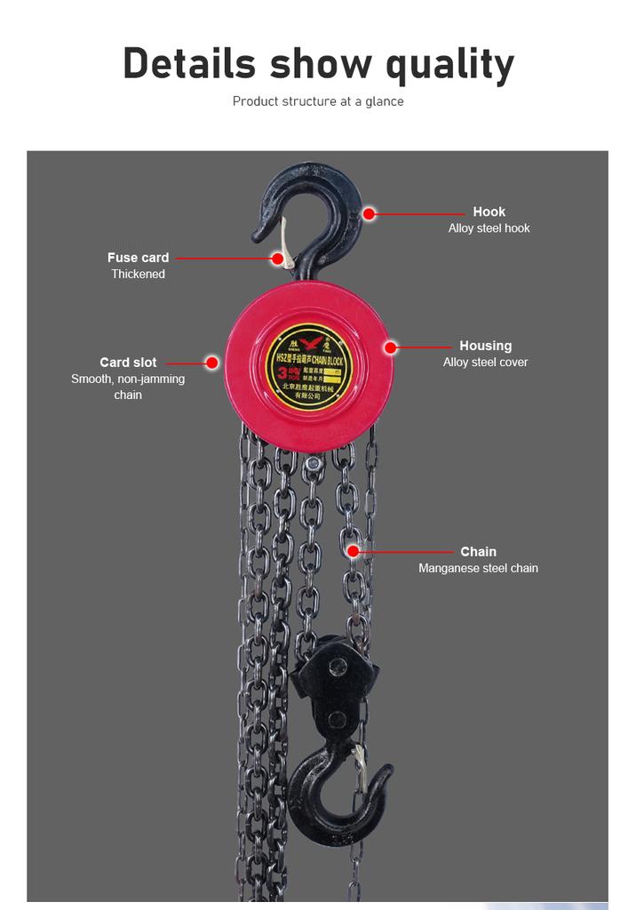 1T 2T 3T Lifting Chain Crane Hoist Accessories Manual Chain Hoist Mini Portable Round Hoist Steel Domestic Industrial Lifting