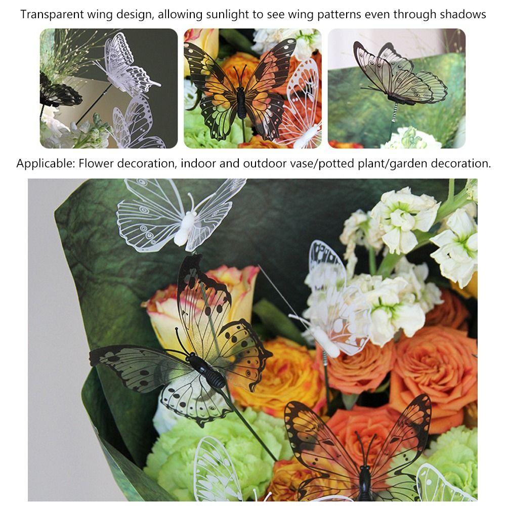 25PCS Black White Butterfly Garden Decorative Stakes Simulation Butterfly Stakes  Weding Ornament