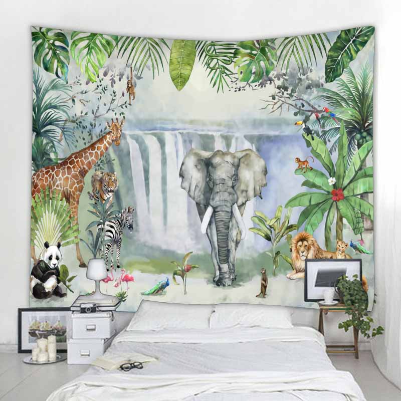 Tropical Jungle Animal Wall Hanging Tapestry Home Decoration Tapestry Beach Towel Yoga Mat Tapestry