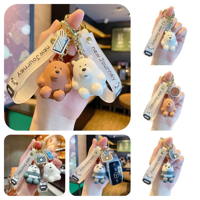 Cute Cartoon Sitting Bear Keychain Creative Car Bag Accessory Unique Gift For Men And Women