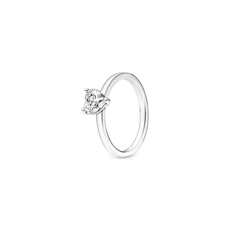 Anillo Original de Plata 925 Corazón Colorido Corona Lazo Luna Concha Cristal para Mujer Regalo de San Valentín Cumpleaños Joyería DIY