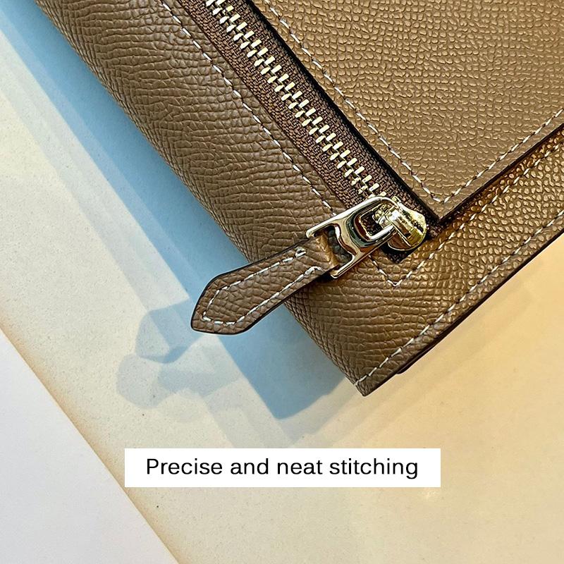 2024, portofel lung texturizat, genți de ambreiaj pentru femei, din piele naturală, cu design de marcă, portofele din piele de vacă în două tonuri pentru poșeta de telefon pentru femei