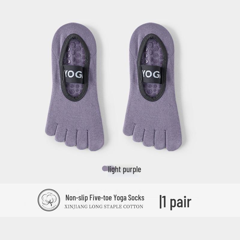 Women's Anti-Slip Yoga & Pilates Five-Toe Socks - Summer Thin, Pure Cotton Toe Separator Boat Socks