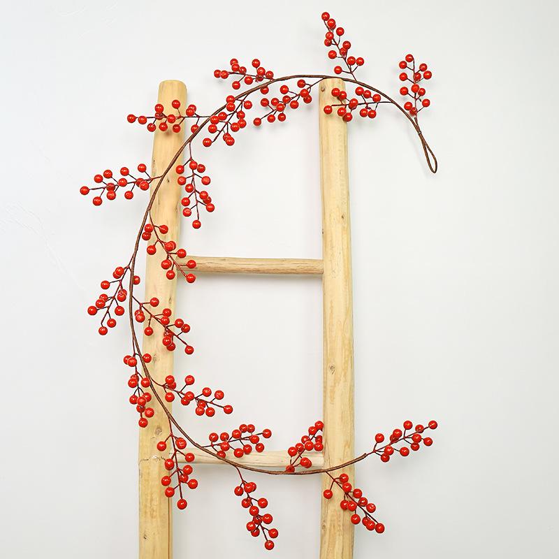 1.95m/72Heads Red Fruit Rattan Artificial Vine For Home Christmas Decoration Party Supplies Backdrop Wall Christmas Garland