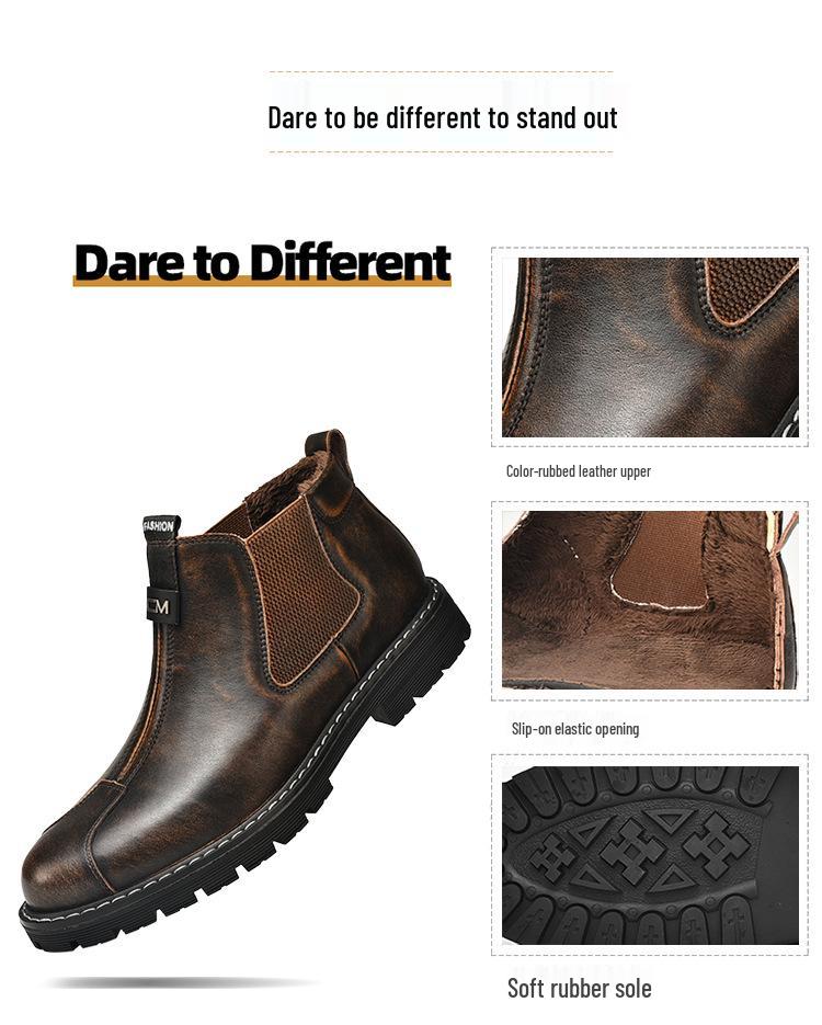 Men's Trendy Martin Boots: Versatile Retro Chelsea Leather Work Shoes in British Style