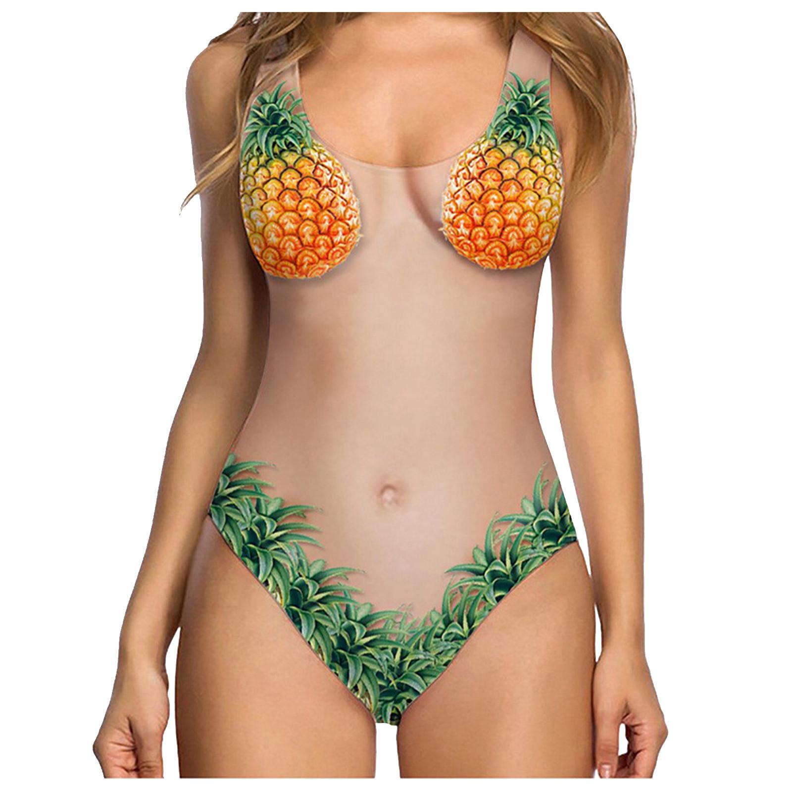 

Женский сексуальный купальник с высоким воротом, забавный купальник, 3D искусственная грудь, волосатый забавный купальник с принтом XL жёлтый