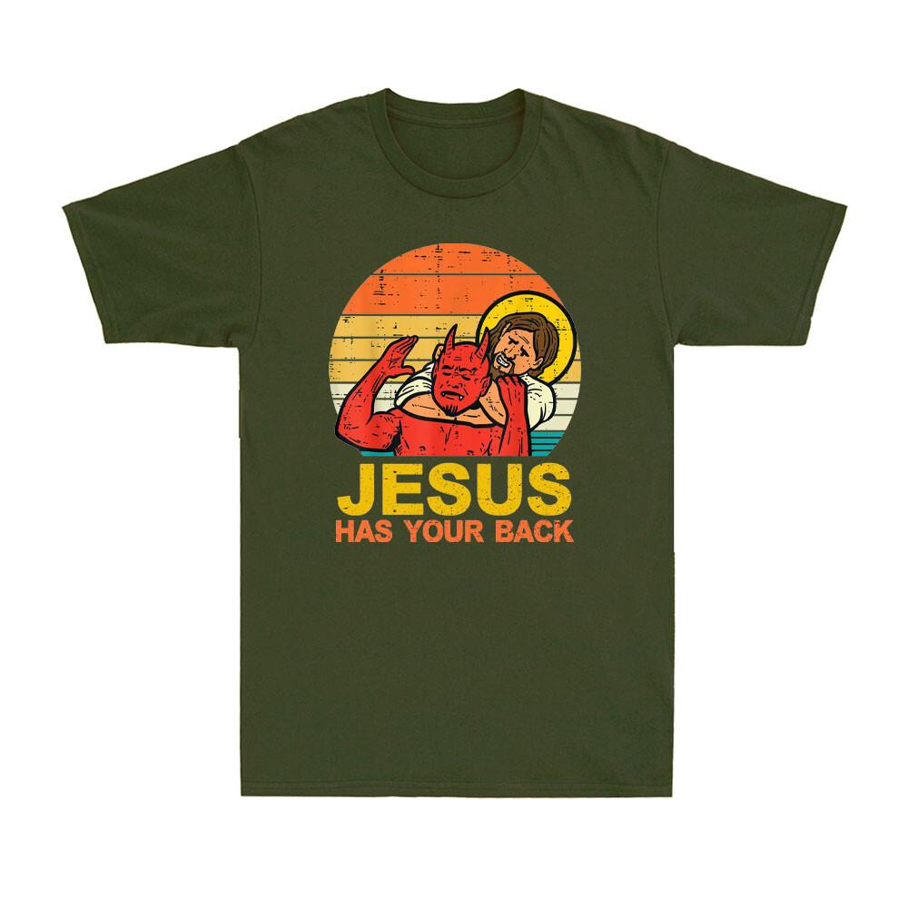 Jesus Has Your Back Funny Jiu Jitsu Retro Christian Vintage Unisexs Tshirt