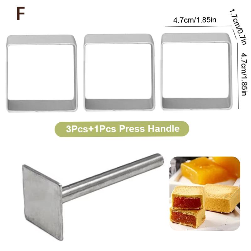 Rectangle Shape PineApple Cake Pie Biscuit Cutter Mold Stainless Steel Pulburon Molder With Pusher Cake Decorating Tools