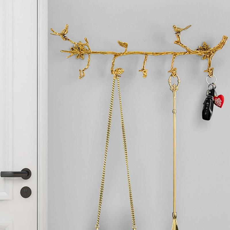 Decorative Retro Brass Coat Hooks Rust-Resistant Bird Clothes Hanger Unique Wall Mounted Branch Design for Entryway Organization
