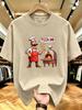 Unisex O Neck Tee Funny Pizza Dad Chef Cartoon Print Cotton Short Sleeve Loose Summer Street Breathable Daily Casual Basic Wear Top