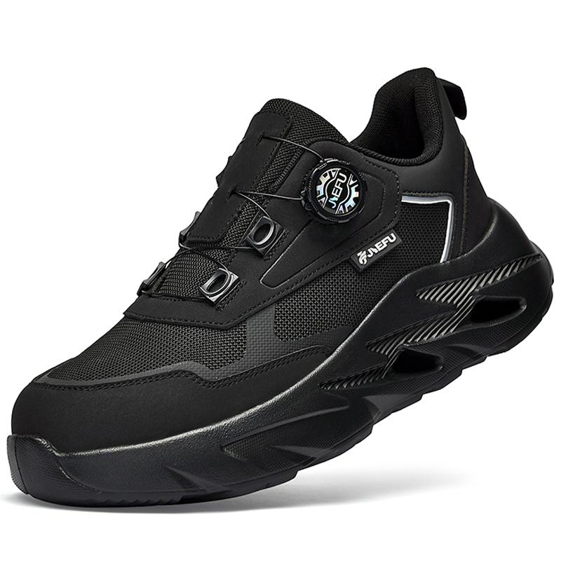 

Rotating Button Black Work Safety Shoes Anti-Smash Anti Puncture Work Sneakers Composite Toe Protection Shoes Security Boots 36