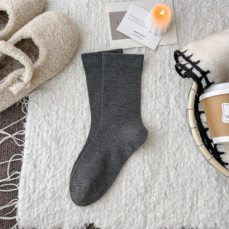 Winter and Autumn Wool Sock Without Bones - Trendy Children's Pure Color Multi-purpose Mid-calf Pile-up Socks for Postpartum Recovery