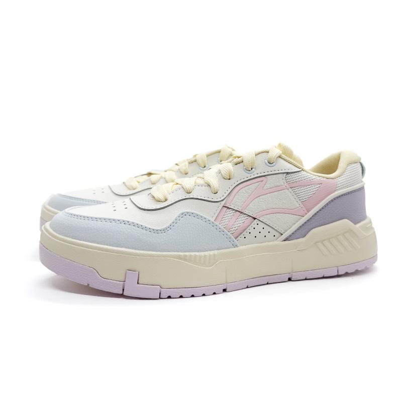 Li Ning Common 80s Classic Fashion Retro Versatile Thick Sole Comfortable Non-Slip Wear-Resistant Low-Top Skate Shoes Women Sneaker AGCV208-1