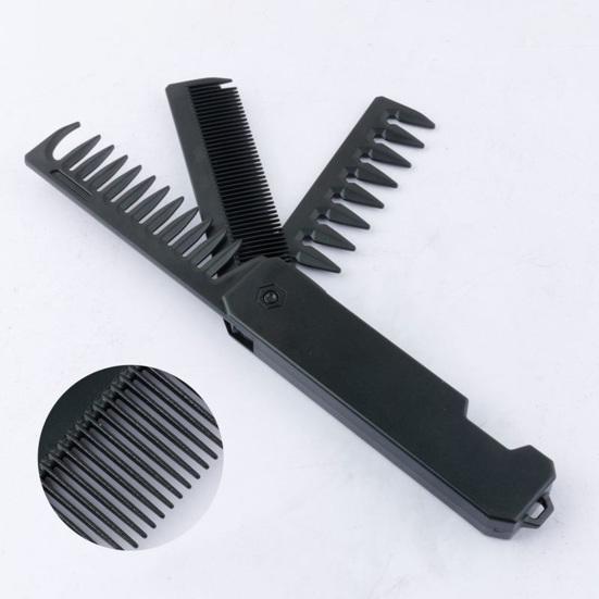 3-In-1 Folding Hair Comb Wide Fine Tooth Multi-functional Styling Comb with Ergonomic Handle Portable Travel Pocket Comb Men Mustache Beard Comb