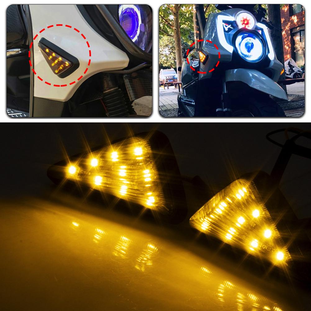 2Pcs Motorcycle Turn Signal Lights Triangle Indicator Blinker Side Lights Motorbikes Yellow
