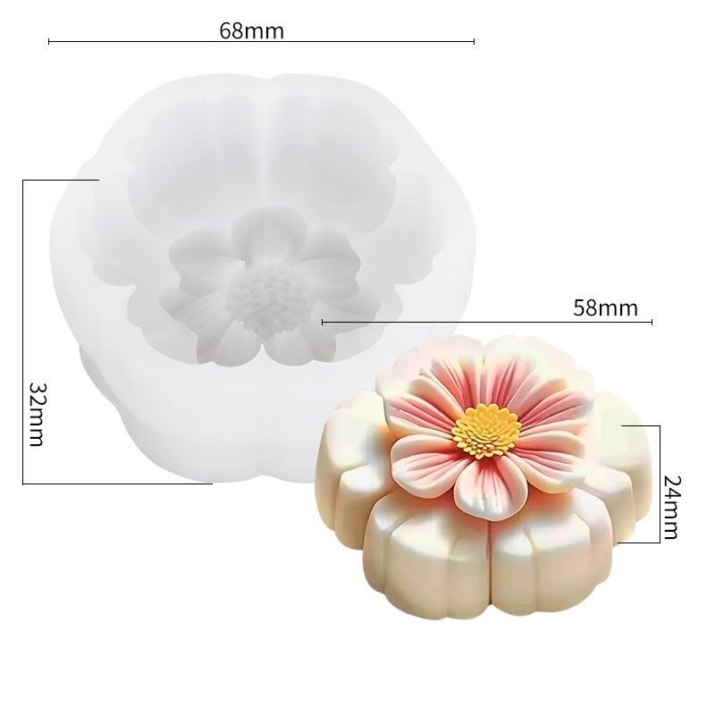 3D Flower Aroma Candle Silicone Mold DIY Flower Soap Plaster Drip Resin Mold Chocolate Pastry Cake Baking Mold