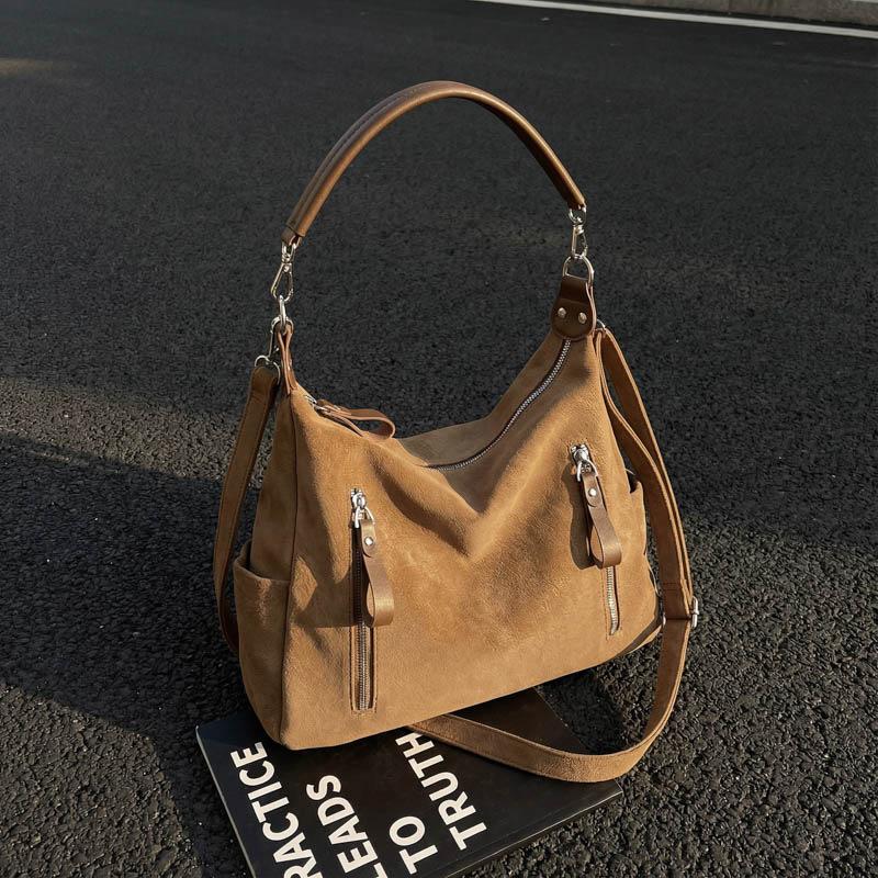 New Large-Capacity Autumn And Winter Maillard Retro Bag Women'S Fashion Casual Commuting Single Shoulder Oblique Span Tote Bag