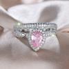 Zhe Huang, Sweet Round White Diamond Water Drop Pink Diamond Ring, Engagement Ring, Women's Wedding Gift To Girlfriend