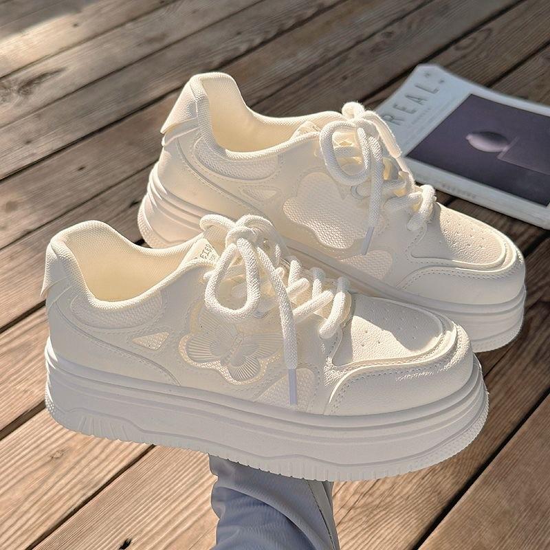 Fashion New 2025 Women's Lace-up Casual Flats White Shoes Mesh Breathable Trainers Ladies Shoes Female Sneakers for Women Basket Tenis