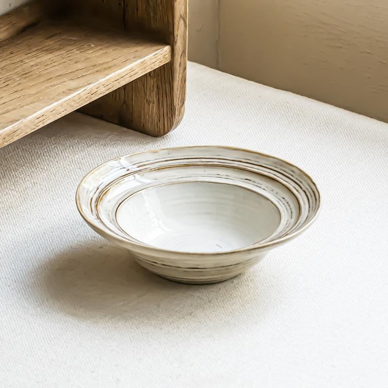 Retro Style Gray Ceramic Large Bowl Household Tableware Vegetable Bowl Premium Sense Soup Bowl Fruit Bowl Salad Bowl Restaurant