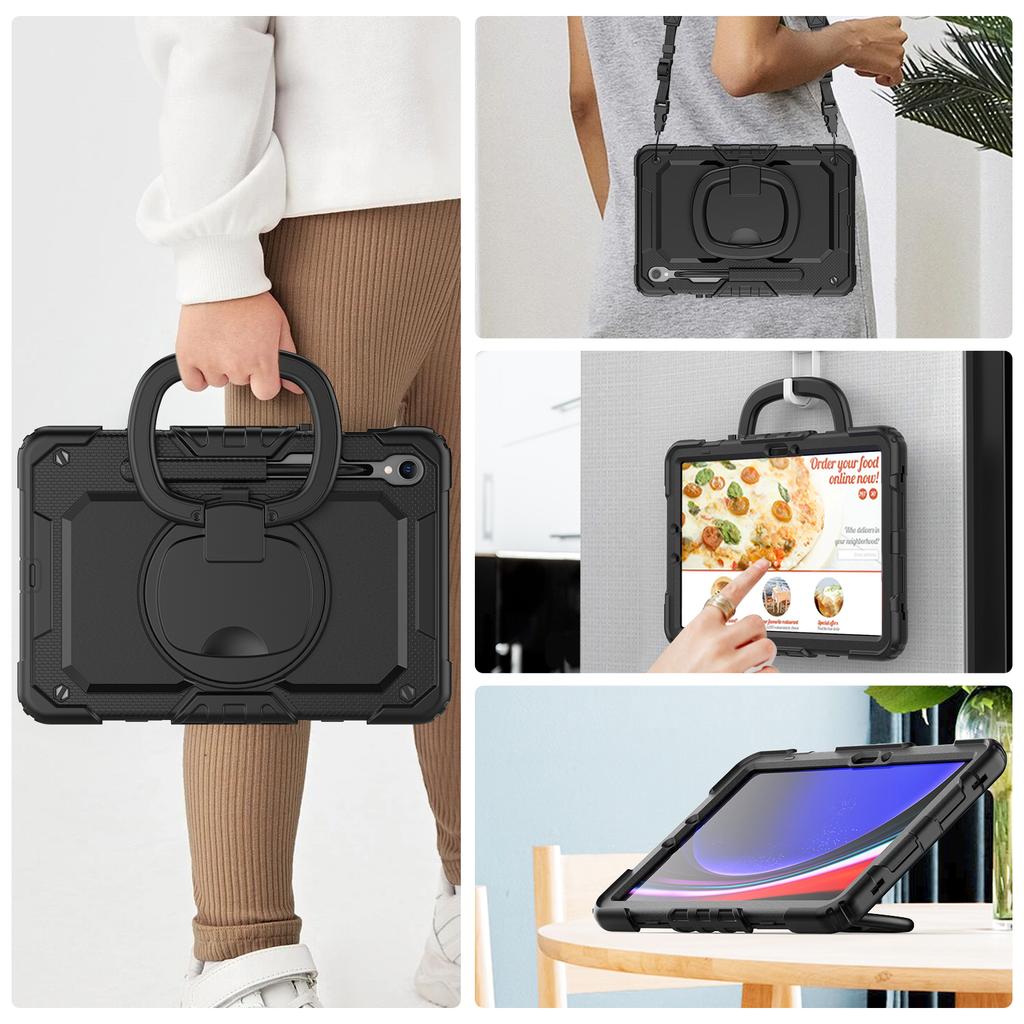 Rotating Stand Armor Case Universal For Galaxy Tab S10 Lite S9 FE SM-X400 X406 X520 X526 X510 X516 X710 X716 Handle Grip Cover