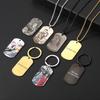 Double-Sided Engraved Rounded Rectangle Dog Tag Pendant Keychain for Long-Distance Relationships and Memorials