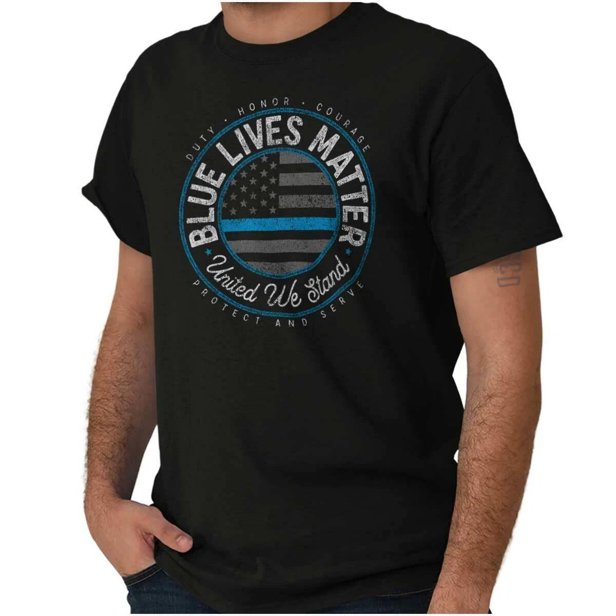 Blue Lives Matter Мы Едины Полиция США Женская или Мужская Футболка с Круглым Вырезом S