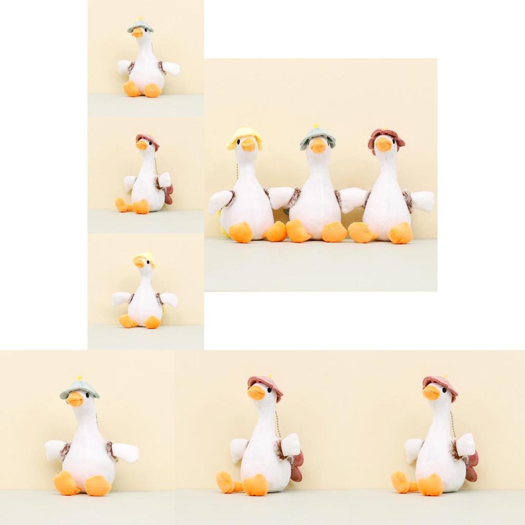 Schattige witte gans pluche sleutelhanger, cartoon eendje, rugzakhanger