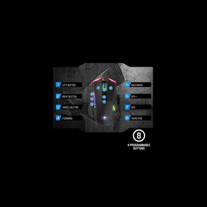 Gaming Mouse - Spirit of Gamer - Elite M70 - Wireless Rechargeable - 8 Programmable Buttons - Rgb