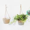 Stroh Hängender Korb Hanfseil Geflochtene Blumenkörbe Topfpflanzen Blumentöpfe