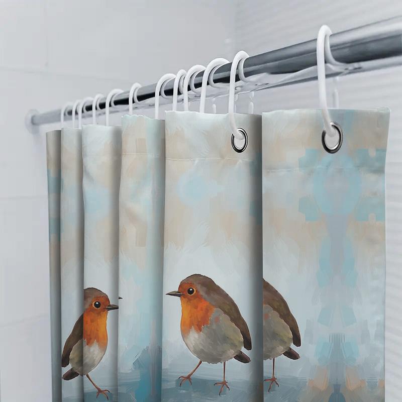 Bird Shower Curtain Forest Animals Nature Decor Waterproof Bathroom Set Vintage Rustic Farmhouse Home Decor Scenic Wall Hanging