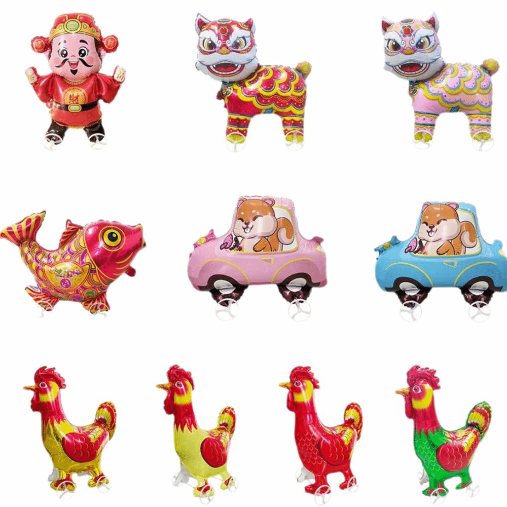 4D Design Walking Balloon Large Size Cartoon Animal Cartoon Balloon Aluminum Film Elephant Stand Balloon With Wheel