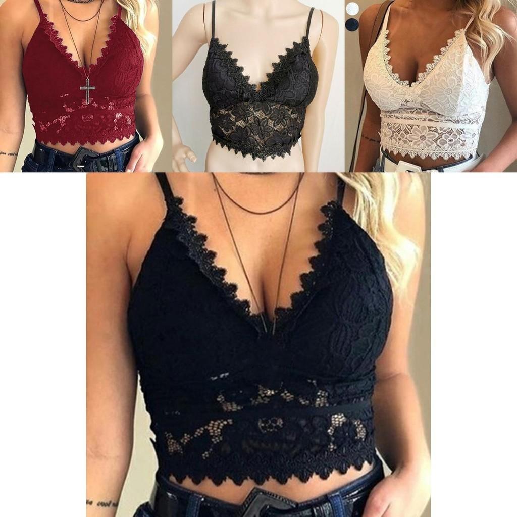 Elegant Lace Women's Bralette Cami Top With Sexy V-neck And Spaghetti Straps