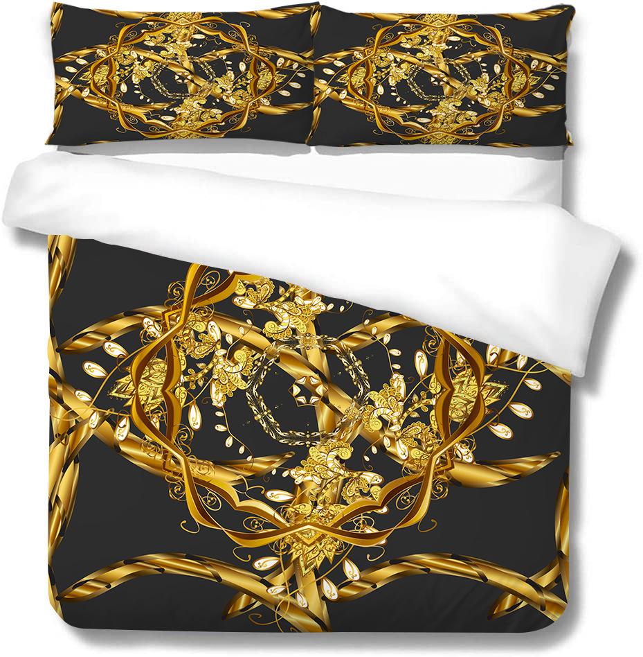 Polyester Quilt Cover Pillowcase Two Or Three-Piece Set 3D Digital Printing Leopard Print Series